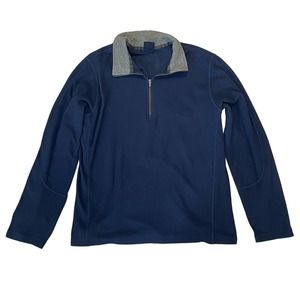 Lands End Navy Quarter Zip Fleece Mens Size M
